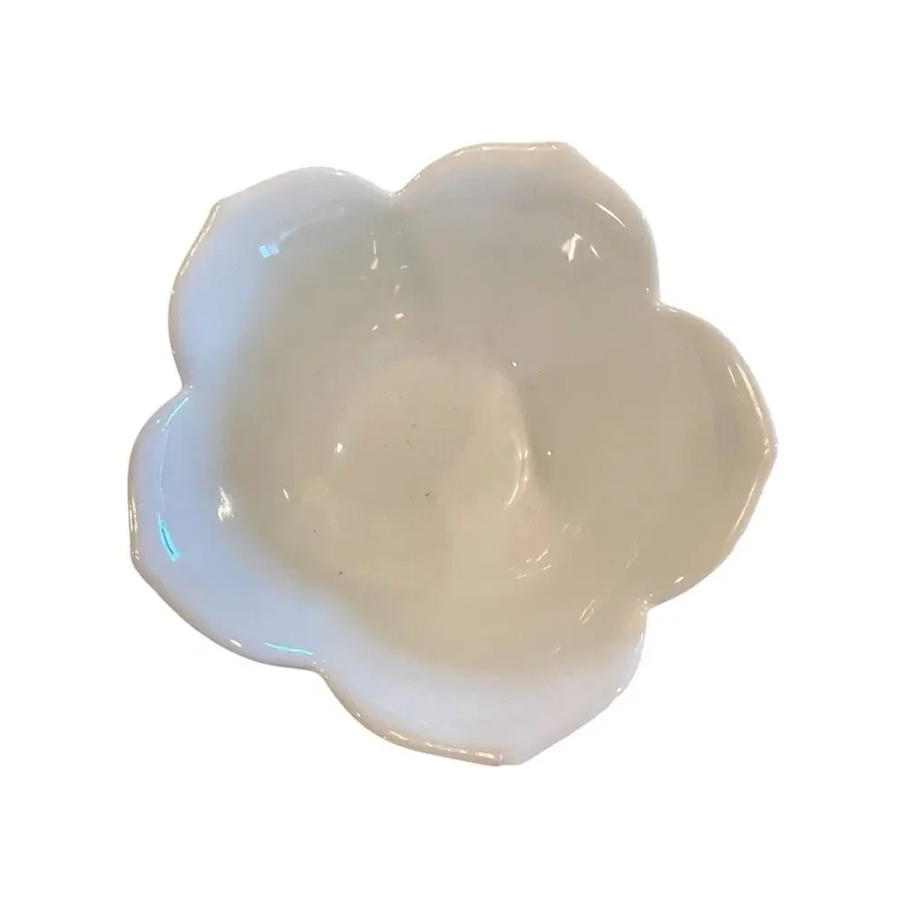 Pier 1 White Ceramic Flower Petal Dish Bowl China Small Trinket Sauce
